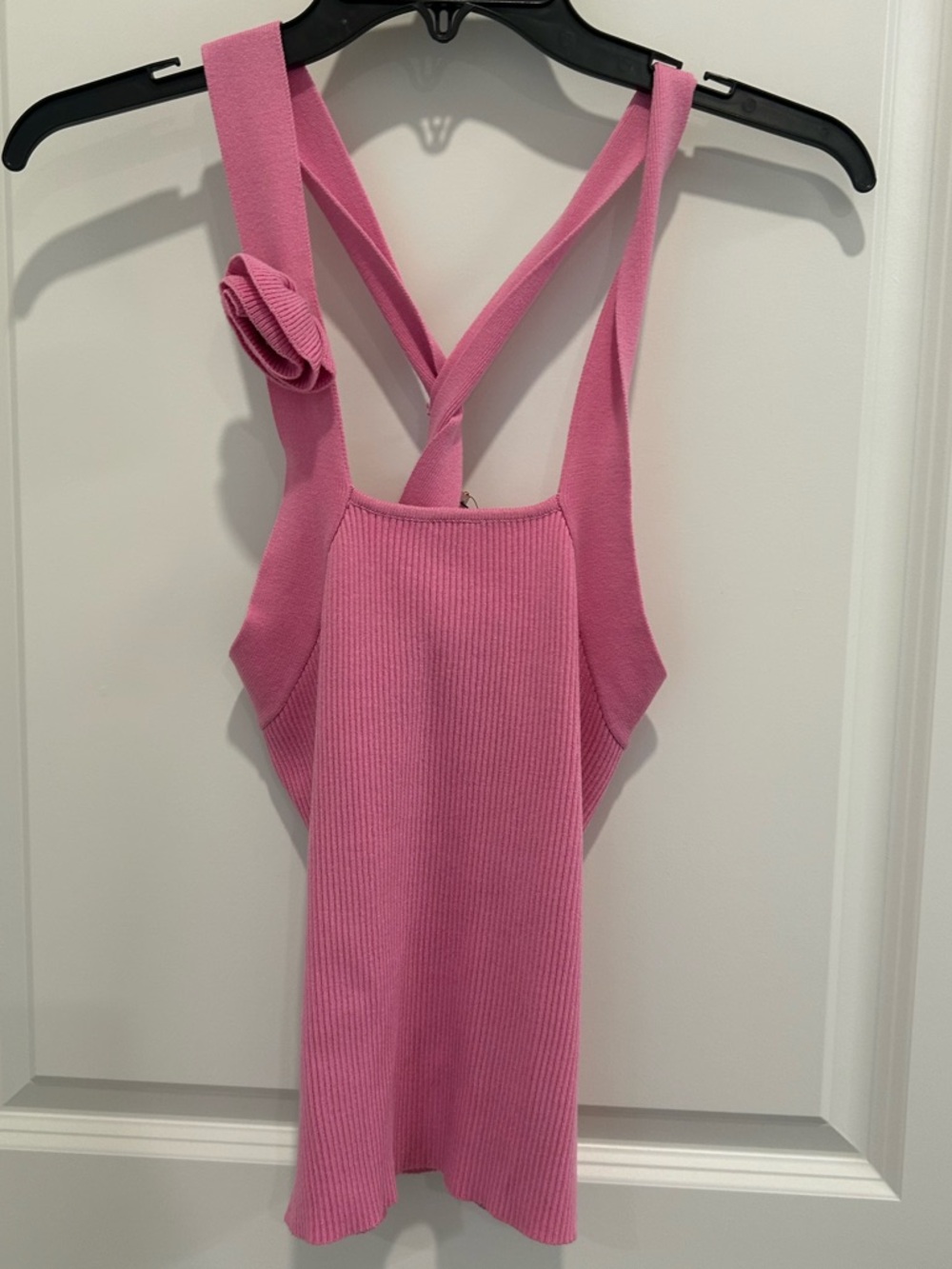 NWT Skies Are Blue Ribbed Pink Cross-Back Tank